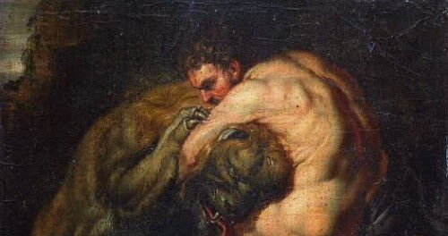 戦うヘラクレスの絵画13点 獅子に怪物に巨人に対し 組み付き荒ぶる筋肉英雄 メメント モリ 西洋美術の謎と闇