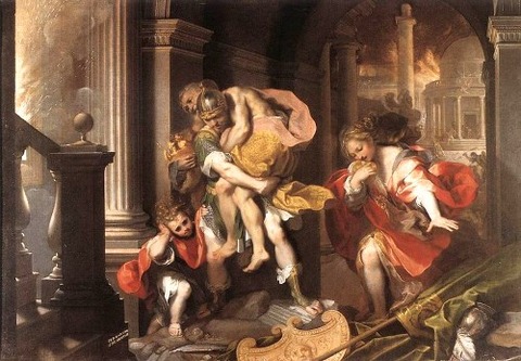 Aeneas Flees Burning Troy Federico Barocci 1598