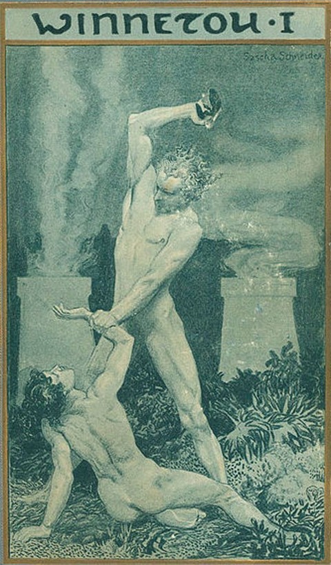Buchdeckel des Romans Winnetou I von Karl May 1904 Kain & Abel