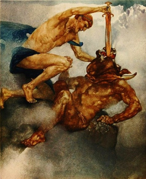 William Russell Flint Theseus killing the Minotaur 1912