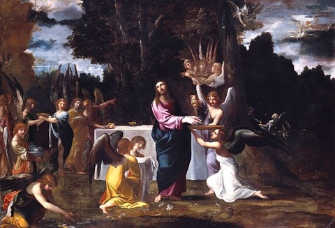 Ludovico Carracci - Christ Wilderness Angels 1608