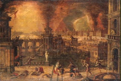 17th  Depiction of the Fire of Troy by Kerstiaen de Keuninck