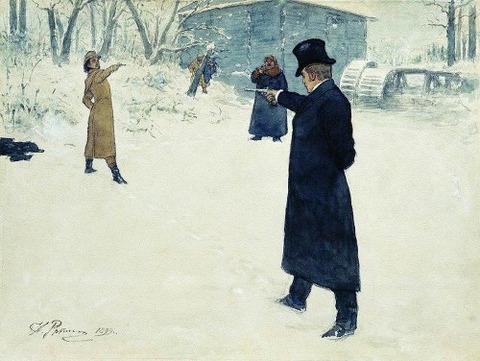 fictional Eugene Onegin and Vladimir Lensky Ilya Repin 1899