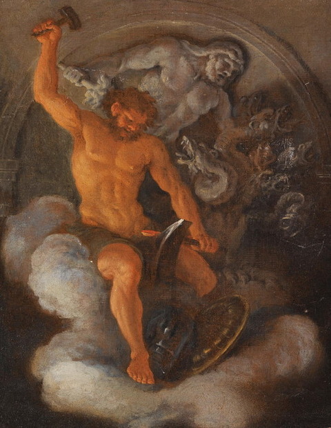 Vulcan At His Forge Hercules Fighting The Hydra Filippo Lauri