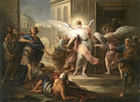 Blinding of the Inhabitants of Sodom - Carle van Loo 18th