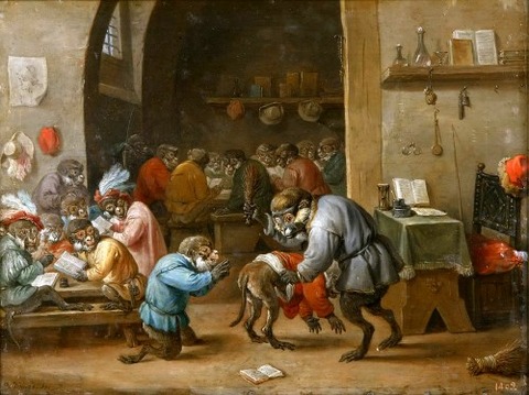 Monkeys At School Painting by David Teniers the Younger