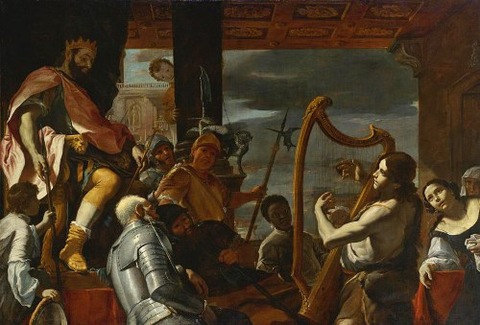 David Playing The Harp Before Saul by Mattia Preti