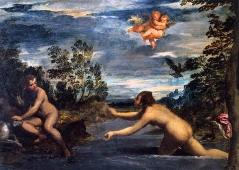 Salmacis y Hermaphroditus Scarsellino 1585