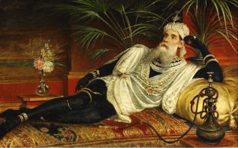 Egisto Sarri (1837-1901) Orientalism - Elegant male Odalisque