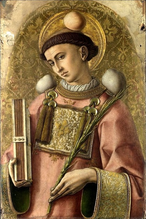 Saint Stephen, 1476, with three stones Carlo Crivelli-