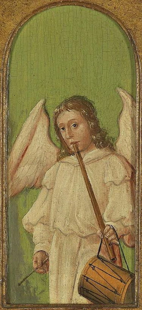 15th Century Angel Painting on Wood Panel