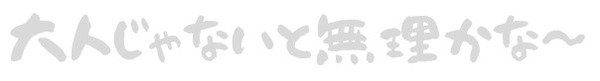 大人じゃないと無理かな~