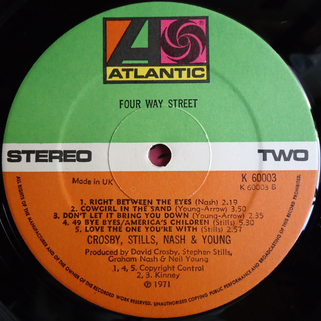 本日の中古盤 CROSBY, STILLS, NASH & YOUNG/4 WAY STREET