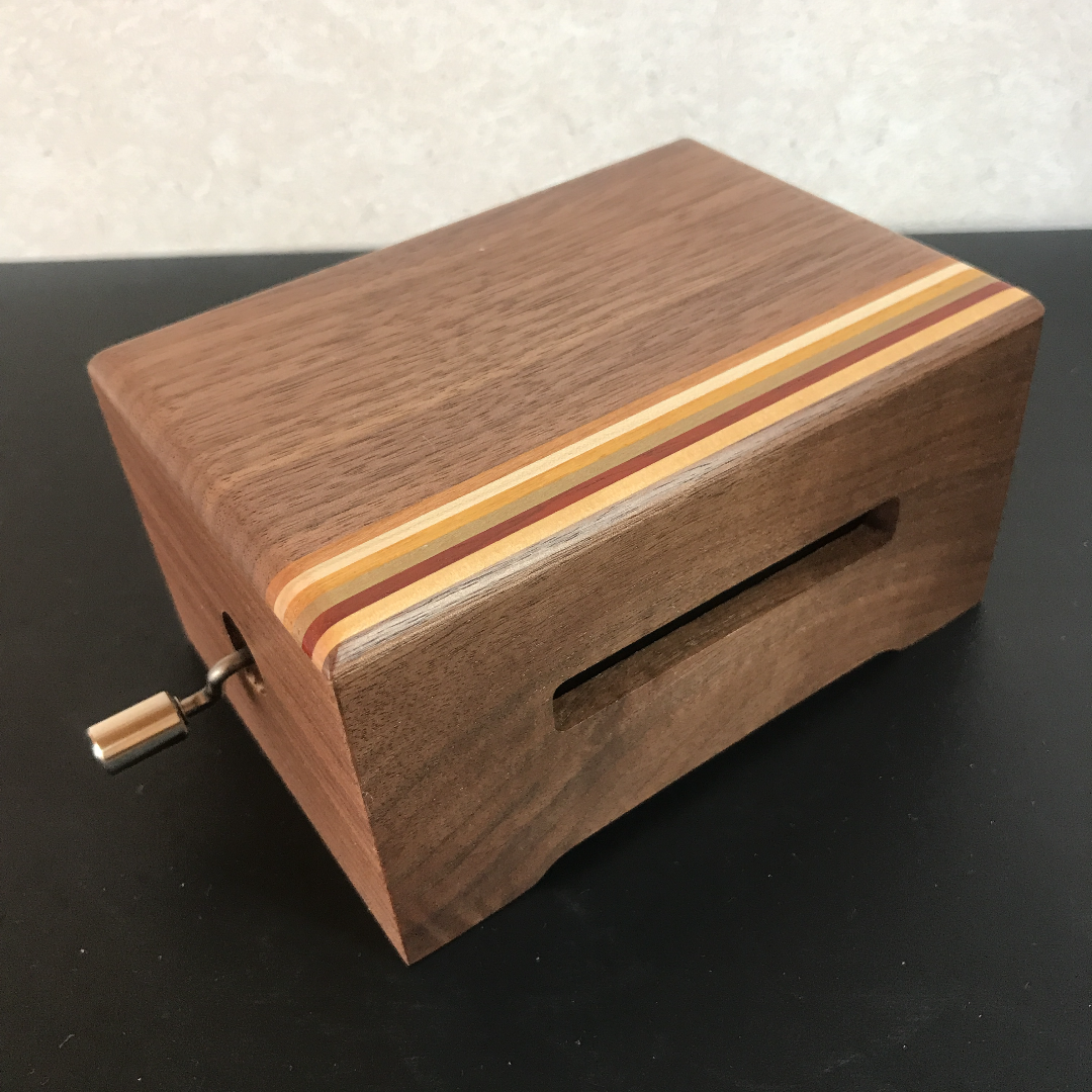 オルガニート20音 箱根山麓クラフトフジタ ウォールナット寄木ケース。 オルガニート20音 箱根山麓クラフトフジタ製作 寄木象嵌ケース