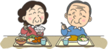メタボリックシンドローム予防改善に注意した食事中おじいちゃんとおばあちゃん