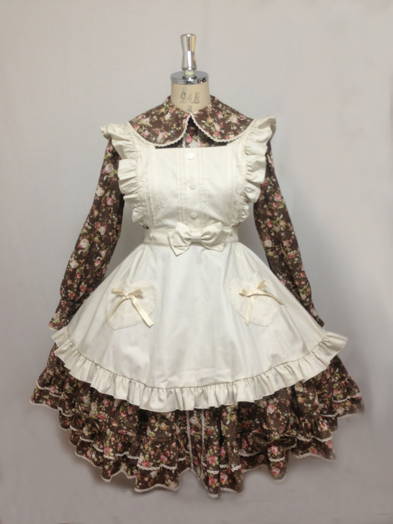 メタモルフォーゼ　ハイウエストエプロン付ワンピース（花柄） ☆『エプロン付花柄セーラーOP』2日間限定！先行ご予約のお知らせ