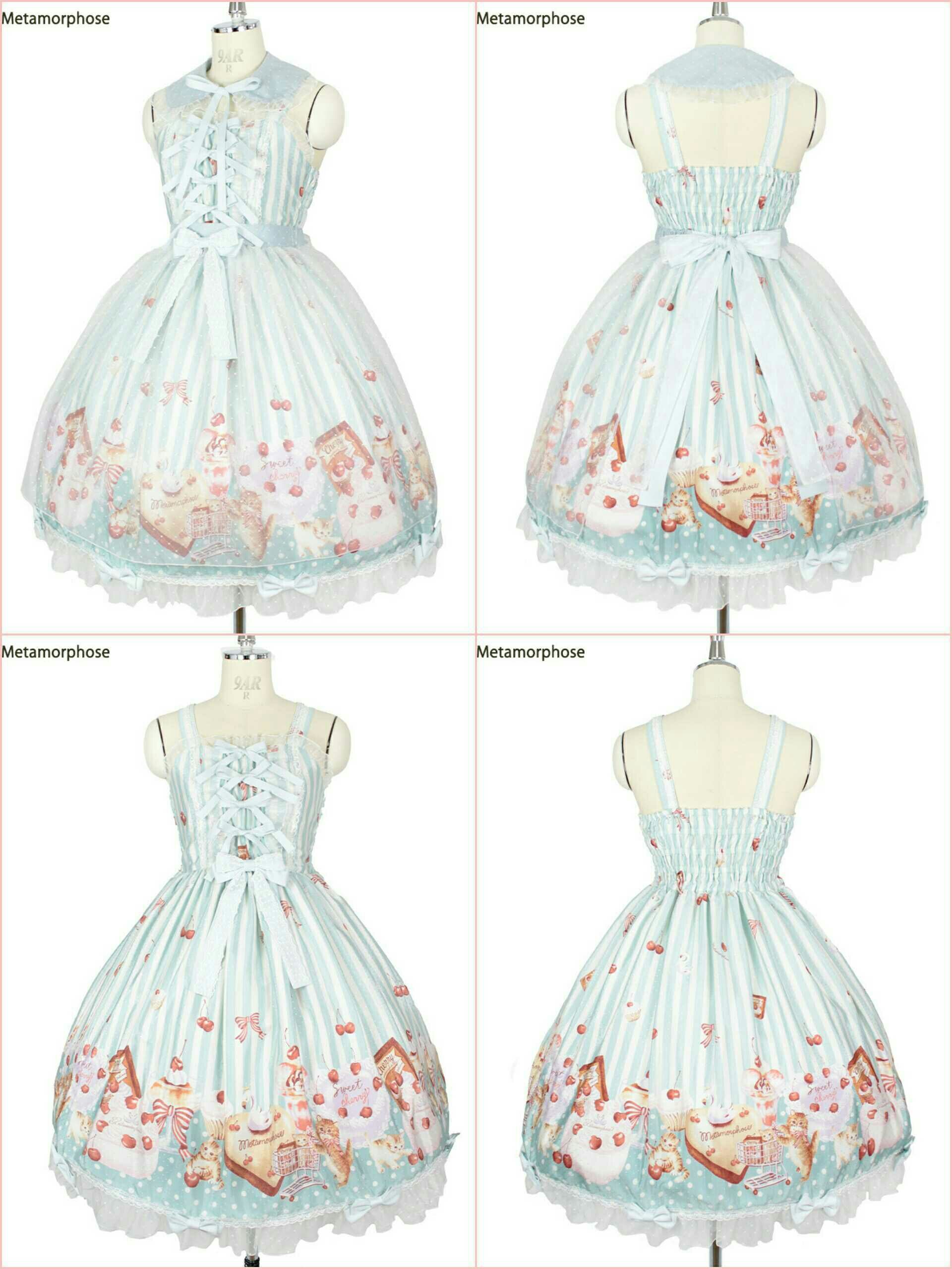 メタモルフォーゼ　Cats and Cherry Cake JSK+ヘドレ Cats and Cherry Cake JSK with Overskirt by Metamorphose