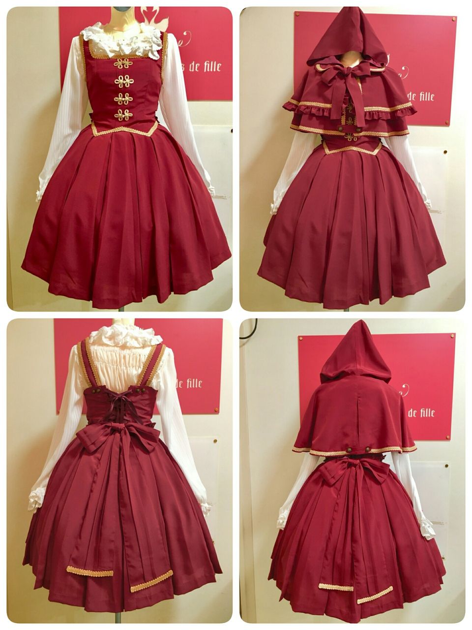 morphose ラインタックＪＳＫ・フード付２重ケープ　クリーム morphose ラインタックJSK・フード付2重ケープ クリーム