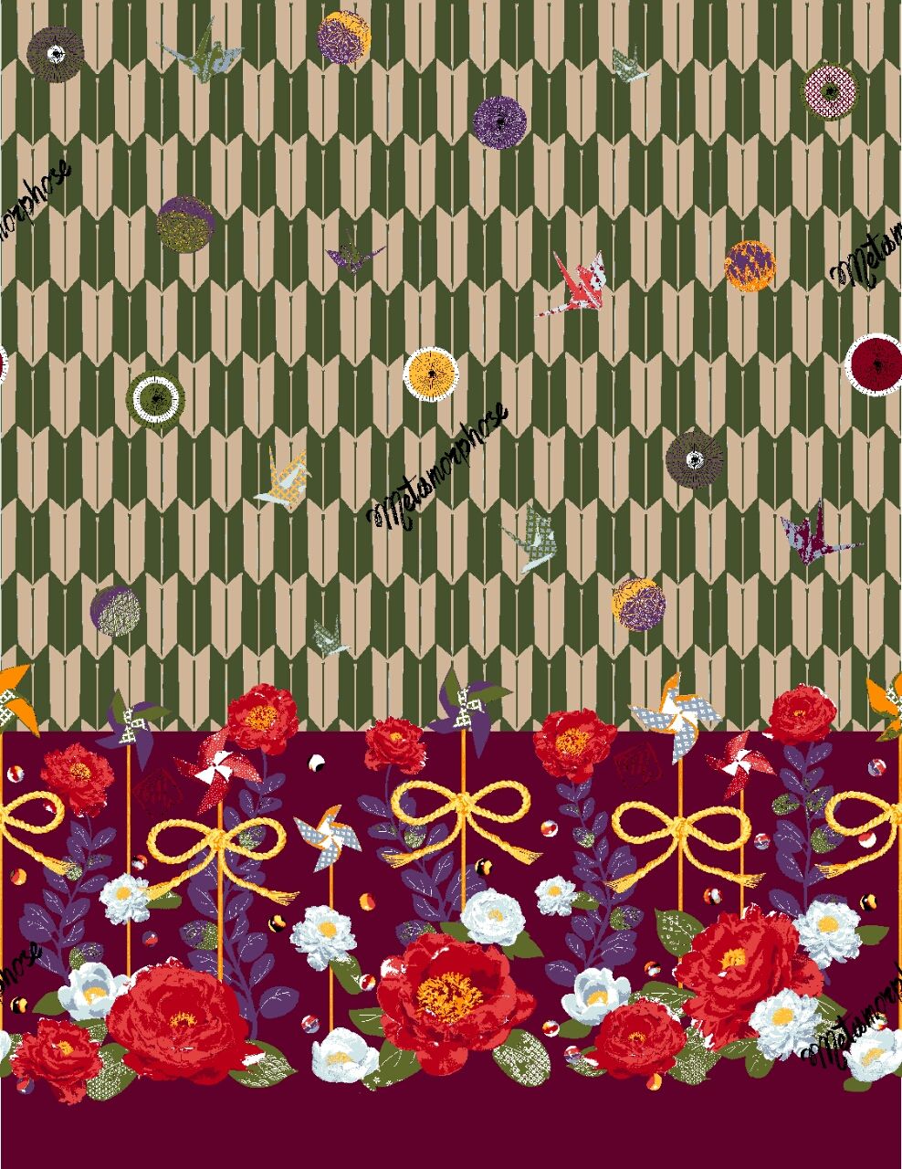 メタモルフォーゼ ハイカラ小町 グリーン タック jsk 和ロリ