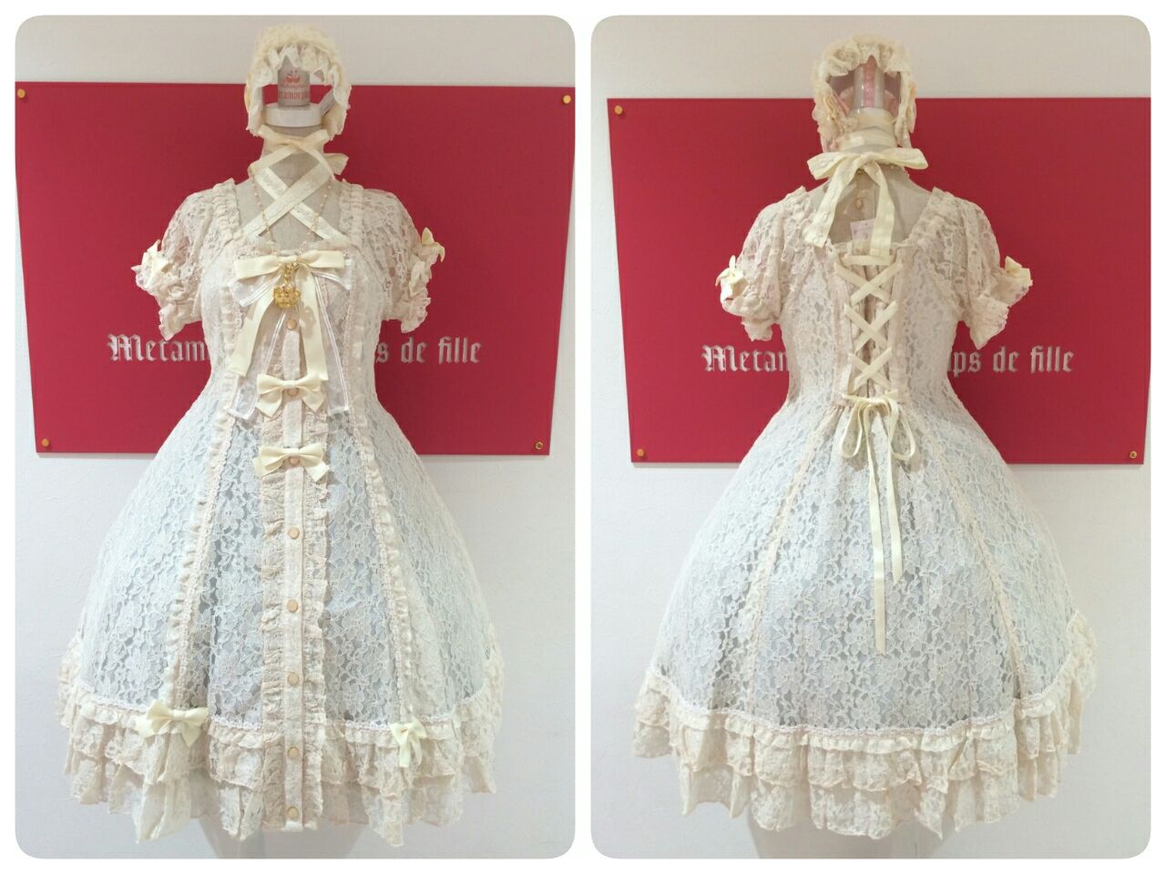 逆輸入 metamorphose 薔薇の花嫁ドレス ハーフボンネット