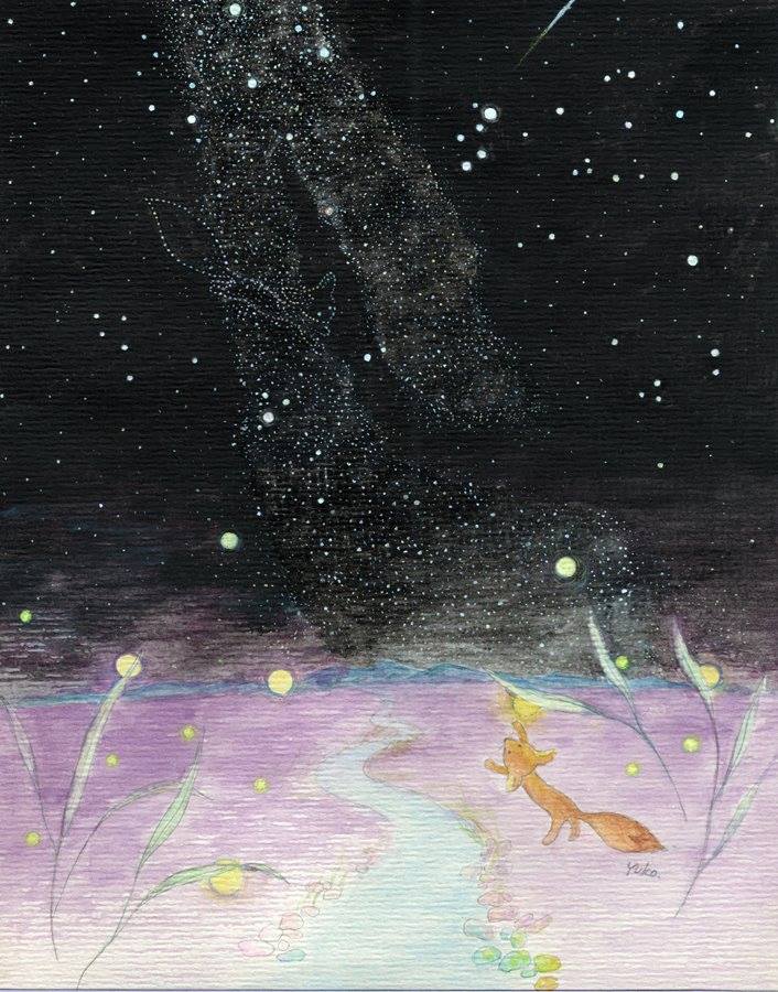蛍と夏の星空・・・家内が描いた星の絵 : Blue Stars