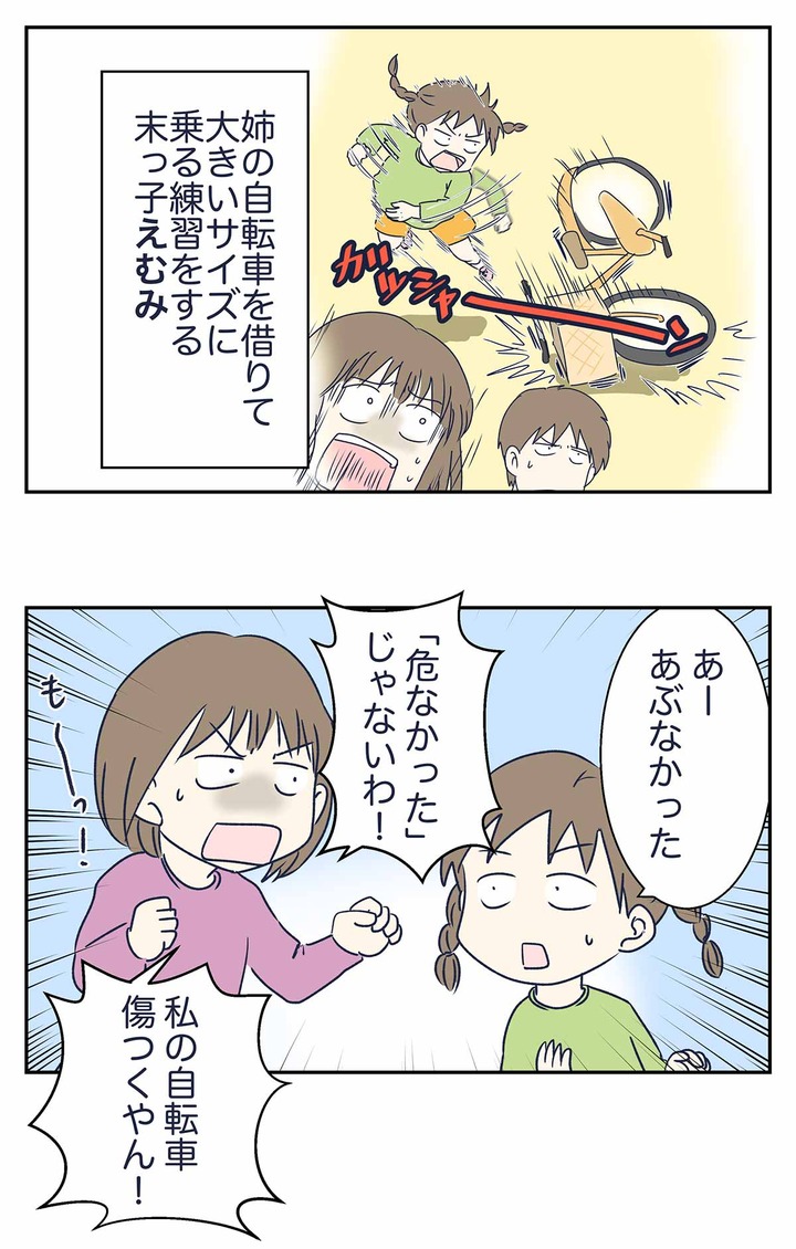 新しい自転車、大切にしてね→分かった。大切にする。その結果