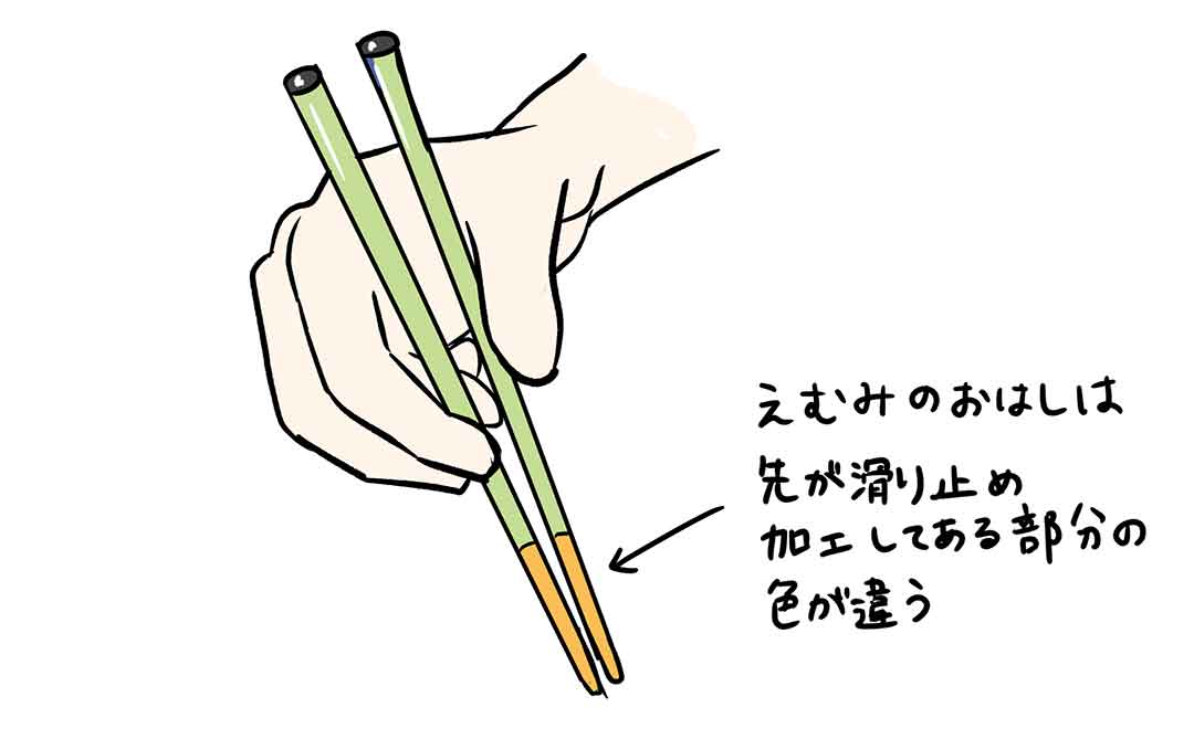 お箸の先が5cmくらいあるのはヤバイしるし