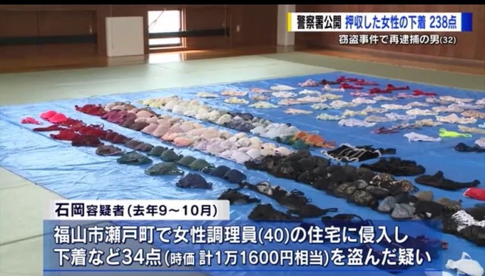 【画像】ドスケベな女性の下着を盗みまくったゆとり世代、逮捕される