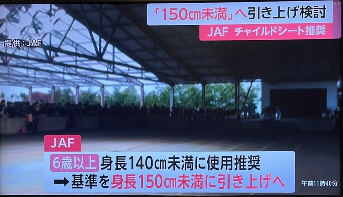 【悲報】150cm未満の人間、チャイルドシート着用へ
