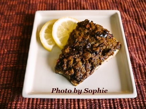 シーバスのタプナードソース焼き