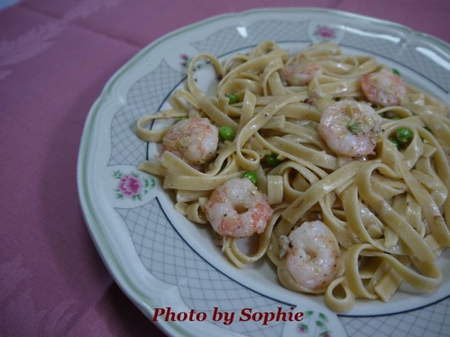 海老とグリンピースのスパゲッティーのレシピ