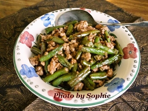 豚ひき肉とインゲンの中華炒め