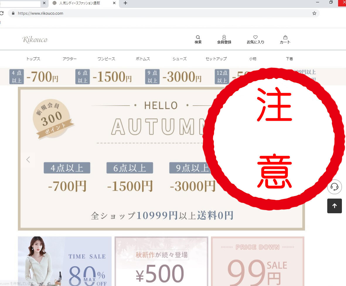 Michiruブログ 注意を要する通販サイト Rikouco