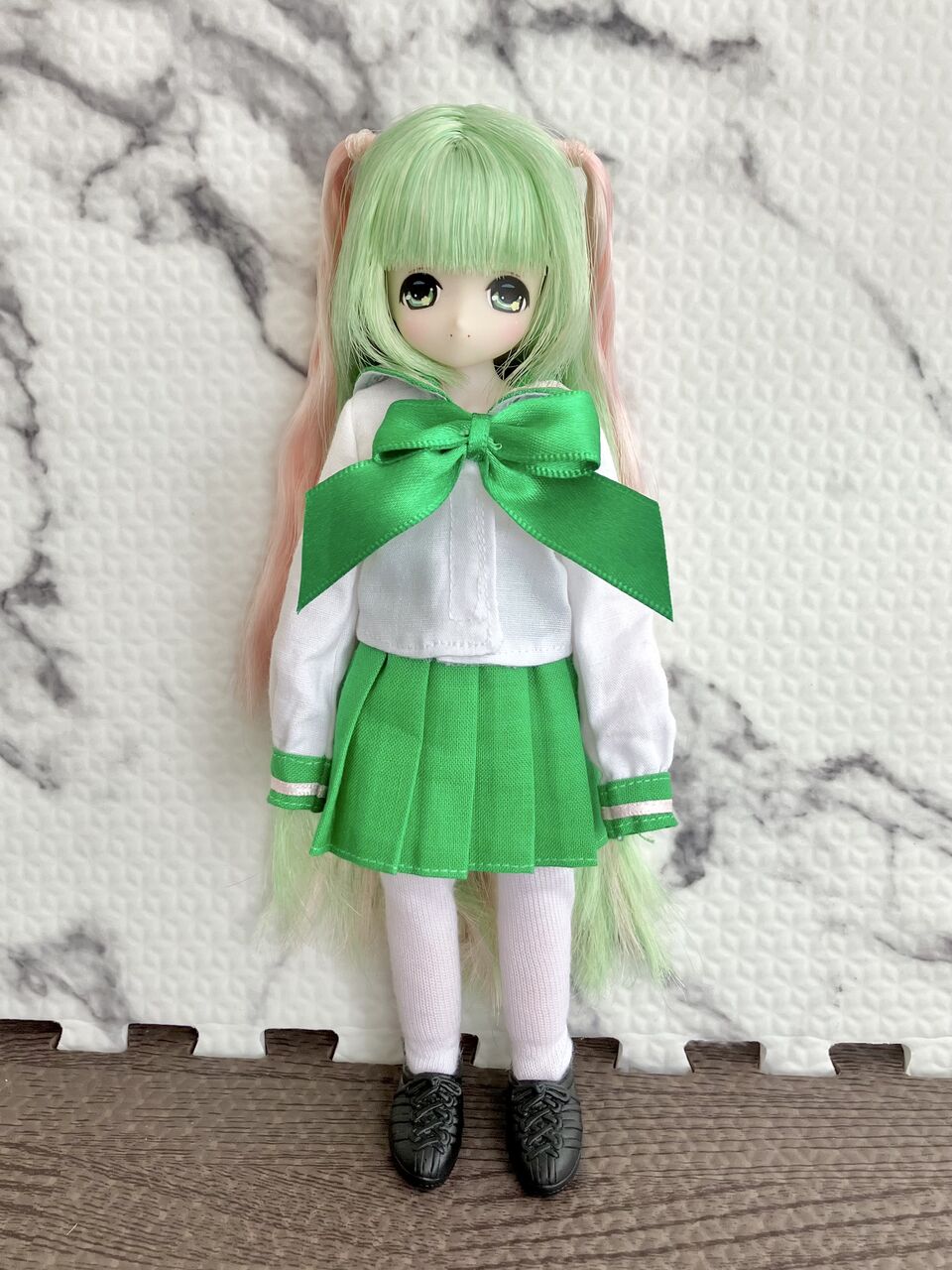ドル活 可動式ドールボディ15cm : みどり色のぶた