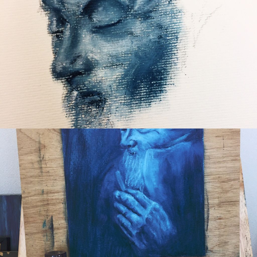 クレパス 制作途中を晒す 絵画 一色 Issiki