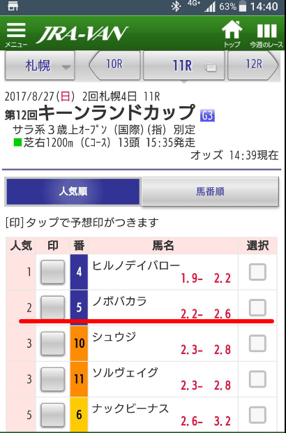 ノボバカラオッズダウン