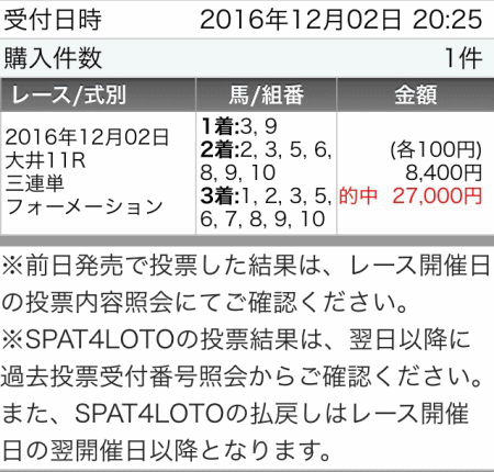 大井１１Ｒ馬券