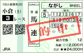 小倉3RS氏情報馬激走