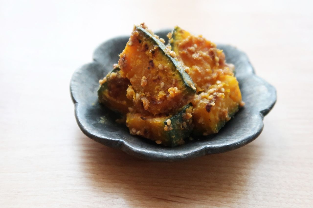 離乳食アレルギーについて 焼きかぼちゃの胡麻味噌和え みーのおうちごはんにっき