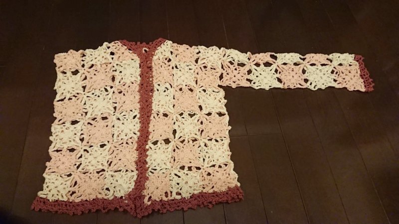 かぎ針編み モチーフつなきのカーディガン 片袖ついた おかあさん つくって かぎ針編み モチーフつなきのカーディガン 片袖ついた おかあさん つくって