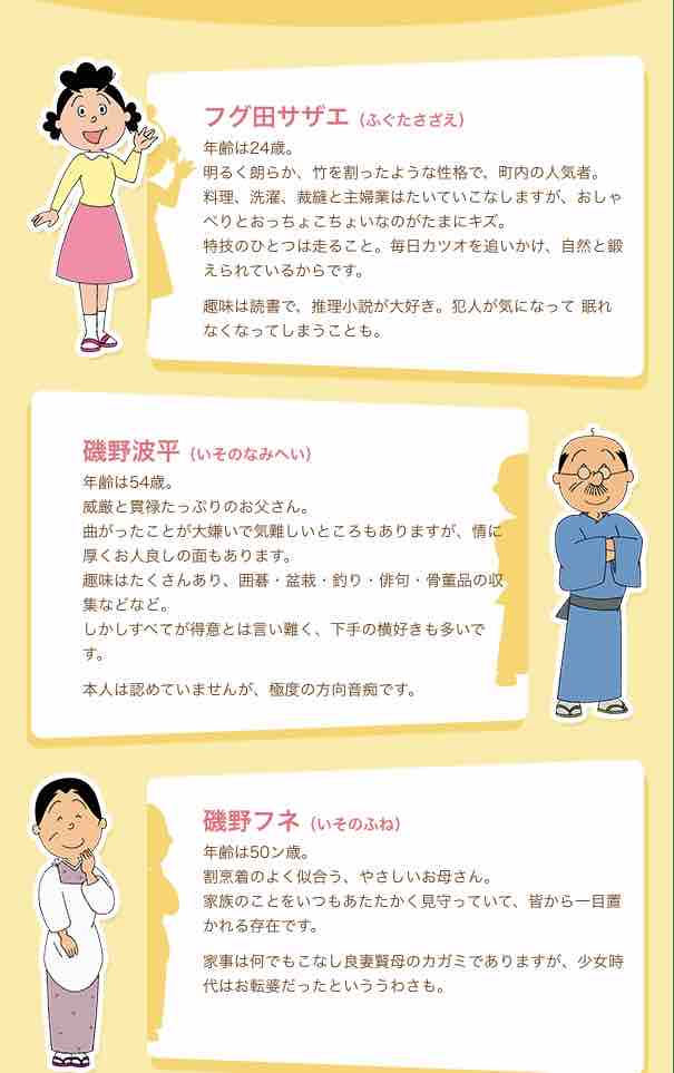 年齢 一家 サザエ さん 「サザエさん」年齢一覧まとめ！学歴や未来の登場人物たちについても