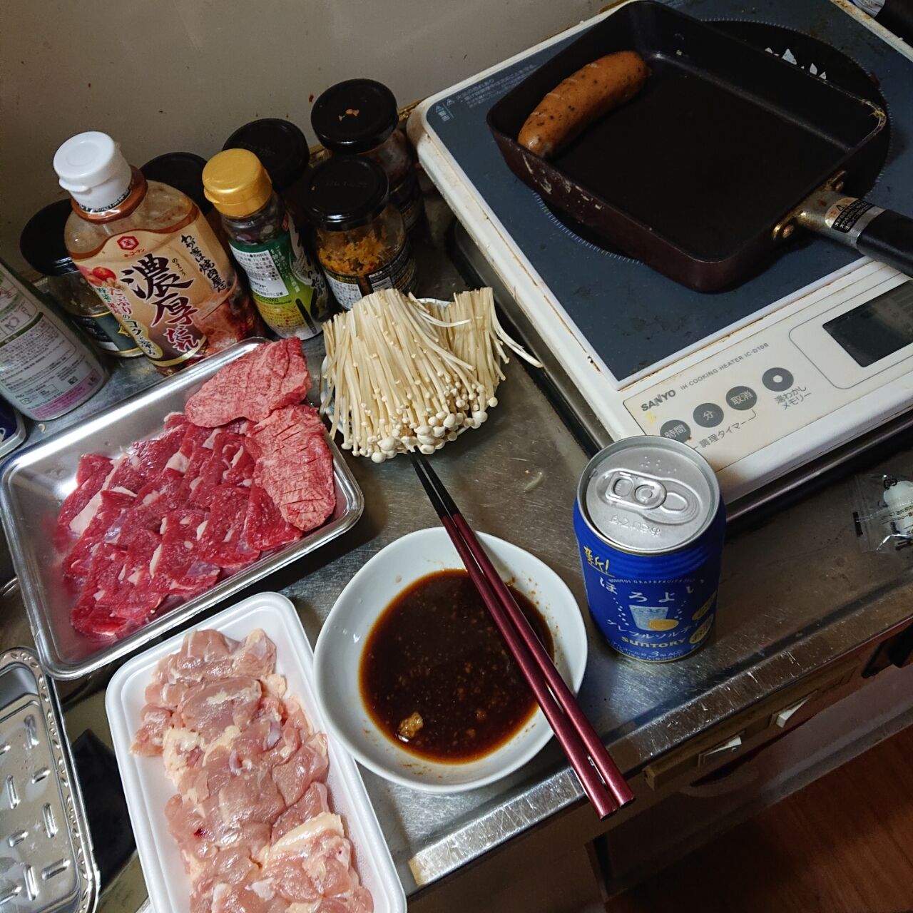キッチンで焼肉だぁ セキセイインコとのんびり生活