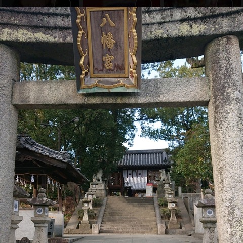 尾道願い玉願い叶う効果な烏須井八幡神社の鳥居と階段