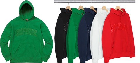Supreme-Patent-Leather-Arc-Logo-Hooded-Sweatshirt-min