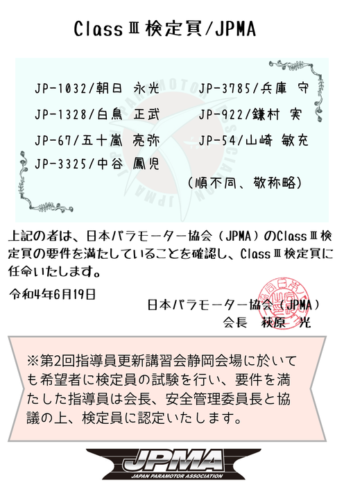ClassⅢ　検定員