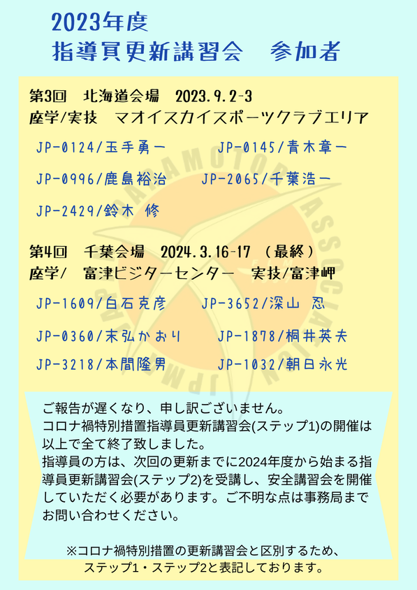 2023年度　 指導員更新講習会　参加者