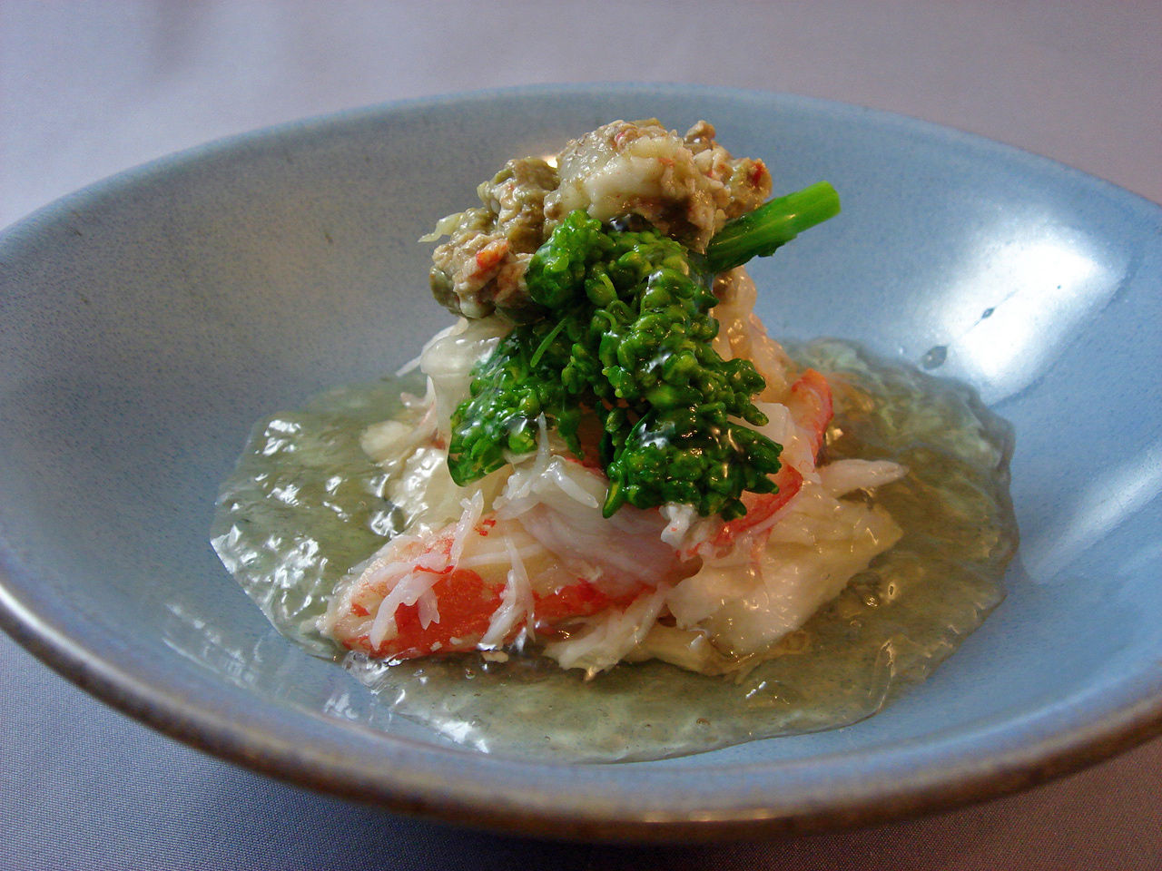 蟹と菜の花 長いものジュレ Mikageマダムの夕食レシピ 蟹と菜の花 長いものジュレ Mikageマダムの夕食レシピ