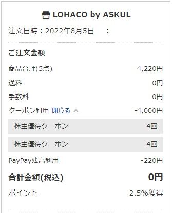 LOHACO会計