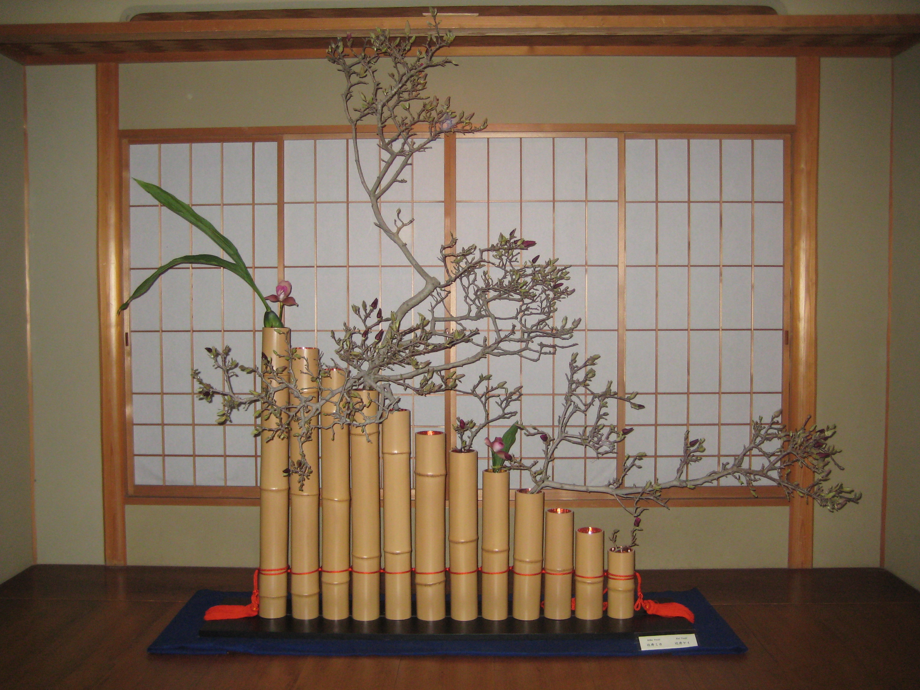 嵯峨御流　十二律管 [奏] (桐箱入) 十二律管にいける : 華道家 辻井ミカ