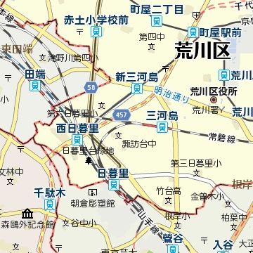 荒川区が山手線の内側に食い込んでる